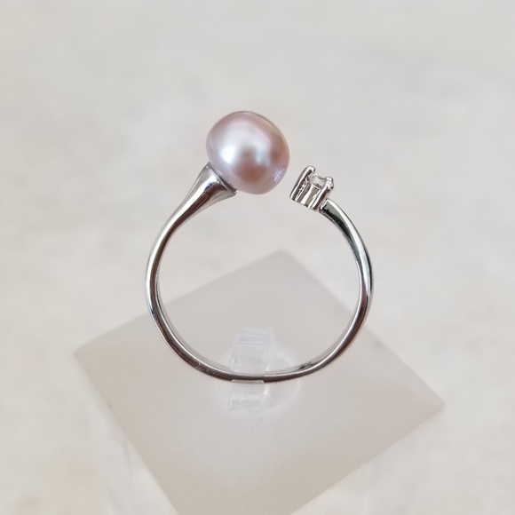 8mm Freshwater Lavender Pearl Open Design Ring - Picture 3 of 8